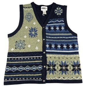 Christopher & Banks Christmas Holiday Fair Isle Sweater Vest‎ Wool Blend S